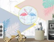 3D Flamingo Marble 3555 Wallpaper Mural Paper Wall Print ...
