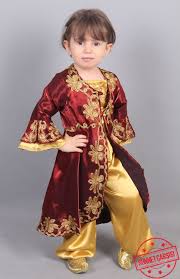 Bordo Desenli Cocuk Bindalli Modeli Kaftan Salvar Kiyafet