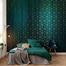 Papier Peint Vert Et Or Papier Peint Vert Canard Chambre Muraem En 2020 Papier Peint Vert Papier Peint Chambre Design