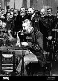 Bell, Alexander Graham, 3.3.1847 - 2.8.1922, Amerikanischer Erfinder, Halbe  Länge, Eröffnung Der Telefonleitung New York - Chicago, 18.10.1892, Gravur,  19. Jahrhundert Stockfotografie - Alamy