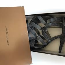 Audrey Brooke Pewter Metallic Sparkly AB Shanice Strappy Heels Size 9.5 M  w/ Box 