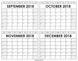 Print Blank September October November December 2018 Calendar Templates Free Download One Month Two Month Calendar Template Blank Calendar Template Calendar
