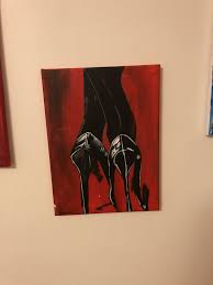 Black And Red Paintings Easy Easy Heels Black And Red Painting Acrylic Painting Painting Simple Acrylic Paintings Acrylic Painting