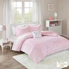 An oblong decorative pillow with a pompom. Home Essence Teen Audrey Metallic Printed Plush Comforter Set Walmart Com Walmart Com