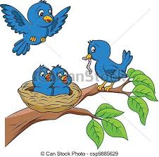 Vector Vogel Gezin Stock Illustratie Royalty Vrije Illustraties Stock Clip Art Symbool Stock Clipart Pictog Cartoon Vogels Vogels Tekenen Kind Tekening