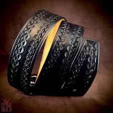 black leather belt custom hand tooling with unique stamping etsy 黒のレザー レザー ベルト