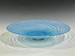 Aqua Vortex Platter By John Gibbons Art Glass Platter Artful Home Glass Platters Glass Art Glass