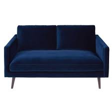 Canape 2 Places En Velours Bleu Nuit Canape Velours Bleu Velours Bleu Canape 2 Places