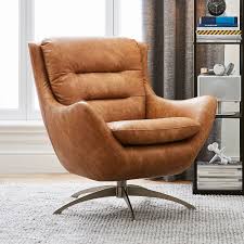 Vegan Leather Caramel Lennon Lounge Chair In 2020 Lounge Chair Leather Chaise Pottery Barn Chair