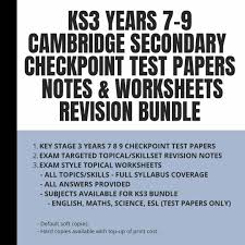 ks3 cambridge secondary key stage 3 years 7 8 9 checkpoint test papers solutions