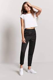Black And White Striped Pants Forever 21 Forever 21 Pinstriped Ankle Pants Clothes Ankle Pants Outfit Fashion