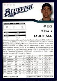 2008 Bridgeport Bluefish Team Issue #21 Brian Munhall Boise Idaho Baseball  Card