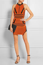 Shop women's dresses from alexander wang. Alexander Wang Mesh Paneled Knitted Cotton Blend Mini Dress In Orange Lyst