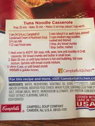Campbell S Tuna Noodle Casserole I Would Definitely Double The Cream Of Mushroom And Br Tuna Noodle Casserole Noodle Casserole Campbells Tuna Noodle Casserole