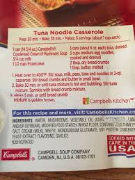 Nothing went to waste and not one complaint was heard. Campbell S Tuna Noodle Casserole I Would Definitely Double The Cream Of Mushroom And Br Tuna Noodle Casserole Noodle Casserole Campbells Tuna Noodle Casserole