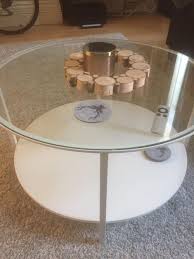Ikea lunnarp side table white 21 5/8x17 3/4 703.990.20. Best Almost New White Circular Ikea Glass Coffee Table For Sale In Montreal Quebec For 2021