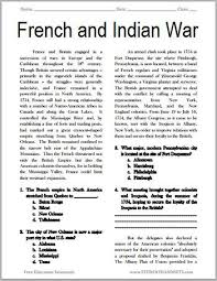 The French And Indian War Free Printable American History Reading With Questions Grade Social Studies Worksheets Social Studies Middle School Social Studies