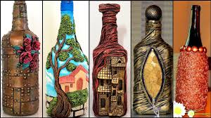 5 Bottle Art Ideas Bottle Decoration Wine Bottle Craft Art And Craft Youtube In 2020 Bottles Decoration Bottle Art Bottle Crafts