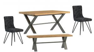 For instance, a kitchen table with 2 benches is an ideal pick compare to those packages which contain a table, bench, and 4 chairs. Delta Small Dining Table Bench Two Chairs Eyres Furniture