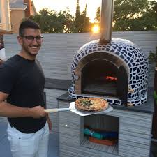 Wood Burning Pizza Oven With Cast Iron Door Tile Mosaic Backyard Pizza Oven Wood Burning Pizza Oven Pizza Oven
