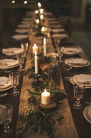 Long Tables With Burlap Long Vines And Candles Christmas Table Decorations Christmas Decorations Christmas Table Settings