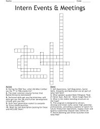 Intern Events & Meetings Crossword
