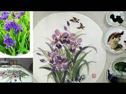 Chinese Brush Painting Iris Flower Youtube Iris Flowers Chinese Brush Painting Chinese Brush