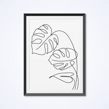 Tropical Leaves Minimal Wall Decor Monstera One Line Drawing Etsy Vintage set of hand drawn rustic wreaths. tropical leaves minimal wall decor monstera one line drawing abstract botanical print minimalist printable wall art plant poster