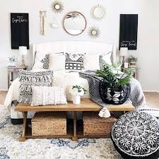 Master Bedroom Boho Farmhouse Style Black And White White Bedroom Decor White Master Bedroom Master Bedrooms Decor