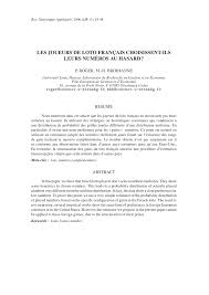Maybe you would like to learn more about one of these? Pdf Les Joueurs De Loto Francais Choisissent Ils Leurs Numeros Au Hasard