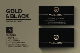 Black And Gold Visiting Card Design Simple Gold And Black Business Card Business Card Template Design Black Business Card Business Cards Creative Templates
