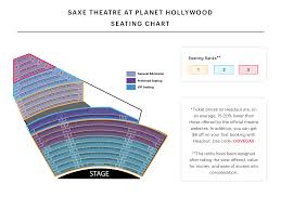 79 systematic planet hollywood showroom seating chart