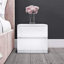 Shop the best uk selection of bedside tables on furnish.co.uk, the luxury home interiors marketplace. Skylar White Gloss Bedside Table 2 Drawer Furniture123