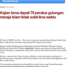 Sholat merupakan rukun islam yang ke 2 yang wajib dilakukan oleh semua muslim kecuali anak kecil yang belum baligh dan wanita yang sedang haid dan nifas. Hanya 30 Remaja Solat 5 Waktu Siapa Salah Naskah Islam