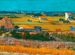 Harvest at La Crau, with Montmajour in the Background Painting by Vincent Van  Gogh Reproduction | iPaintings.com