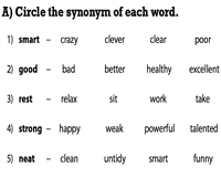 Check spelling or type a new query. Synonyms Worksheets