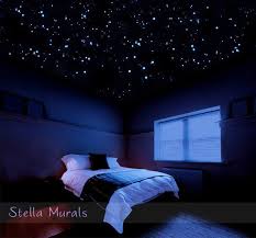 The essential theme of this bedroom relies on. Realistic Looking Star Stickers You Can Gaze At When Night Falls Star Ceiling Sky Ceiling Dark Ceiling