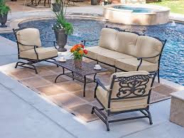 Outdoor Patio Milan 4 Pc Cast Aluminum Spring Sofa Group In Spectrum Sandwith 45 X 24 Blue Patio Furniture Outdoor Furnishings Cast Aluminum Patio Furniture