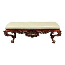 Gold and ivory bench as wedding and event decor available for rental by gold dust event co; Michael Taylor Style Post Modern Rococo Gold Gilt Tipped Ivory Leather Bench Design Plus Gallery