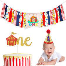 Check spelling or type a new query. Amazon Com Circus Carnival Theme 1st Birthday Decorations Kit One Burlap High Chair Banner Cake Smash Greatest Showman Themed Party Supplies Glitter Red Felt 1st Birthday Big Top Hat Circus Tent Cake Topper