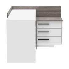 Profitez de prix ikea toute l'année ✅ faites vous facilement livrer à domicile. Bureau D Angle 3 Tiroirs 129x106x83 Cm Blanc Et Chene Grise Maison Et Styles