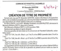 Aullene Et Monacia D Aullene Villages De La Corse Du Sud Presse Notaire Avis De Creation D Un Titre De Propriete Lovichi