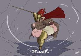 1girls 2022 2d alternate body type chubby cleavage elden ring fat  fat fuck female female only fromsoftware malenia blade of miquella morbidly  obese obese overweight red hair text thighs 