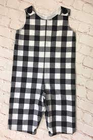 Black And White Buffalo Plaid Longall Check Romper Plaid Etsy Toddler Birthday Outfit Buffalo Plaid Plaid