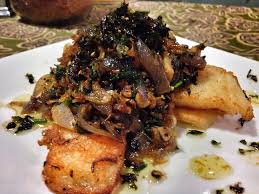 Cream Dory Fish Fillet Olive Oil Sauteed In Ginger Baby Shrimp And Basil Topped W Sesame Seaweeds Food Dinner Recipes Fish Fillet