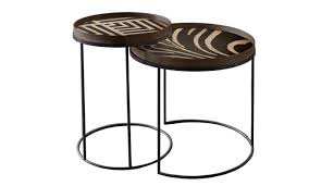 For a contemporary look, choose a modern side table in a dark color with a streamlined shape. Ethnicraft Tray High Side Table Set Round Dopo Domani