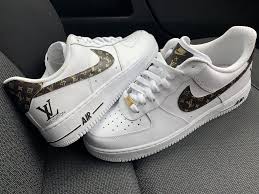 Custom 18k Gold Xce Louis Vuitton Nike Air Force 1 White Nike Shoes Lv Sneakers Nike Air Shoes
