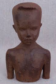 Vintage Mid Century 1950s Ed Sheehan Studio Stoneware Pottery Bust Young  Boy 5”