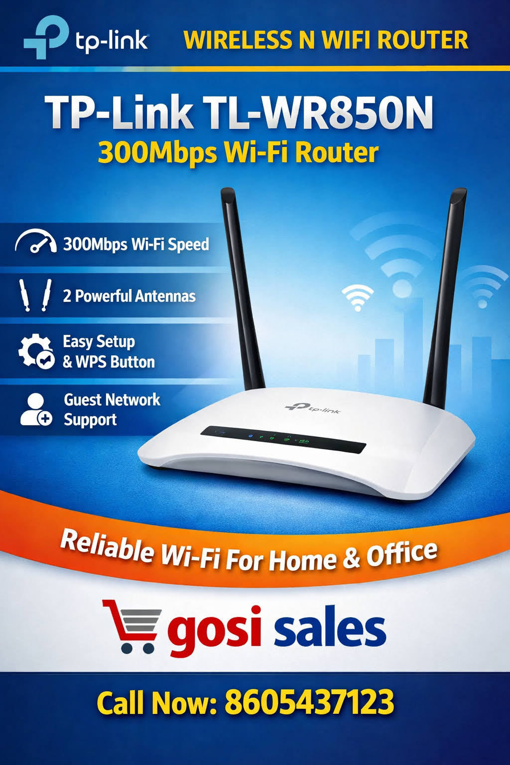 TP-Link TL-WR850N 300Mbps Wireless N WiFi Router product image