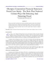 Pdf Olympus Corporation Financial Statement Fraud Case Study The Role That National Culture Plays On Detecting And Deterring Fraud